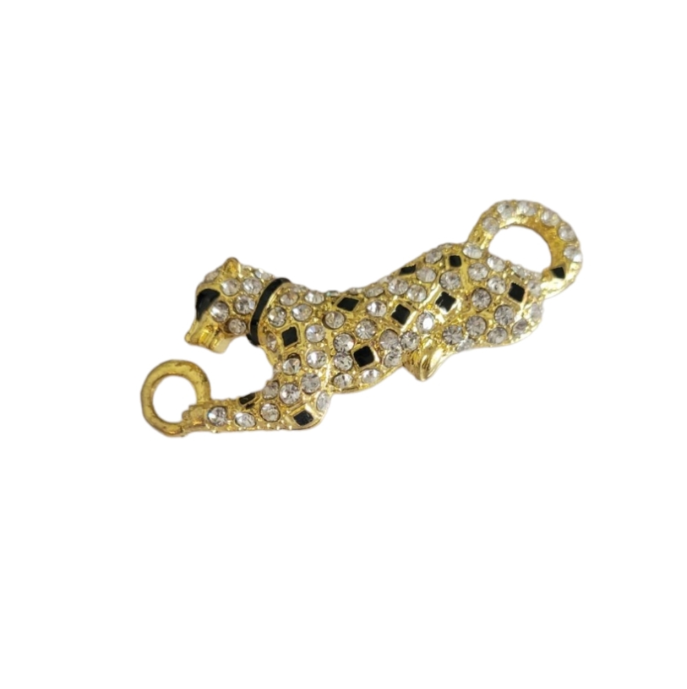 Gold Cheetah Connector Charm for Jewelry Making